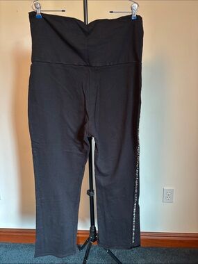 Black High-Waist Jogger Pants with Side Stud Detail